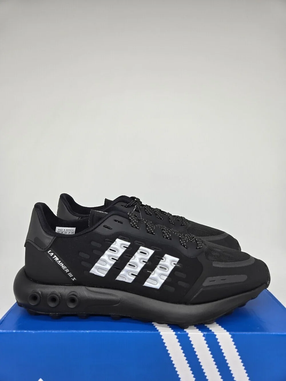 Adidas Men's La Trainer 3 GY7493 Core Black Silver Metallic Shoes Size 10.5